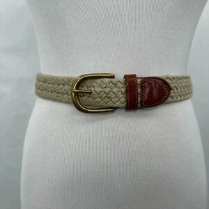Fossil Womens Woven Belt Small Brown Cream